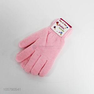Hot selling pink women acrylic knitted winter warm gloves