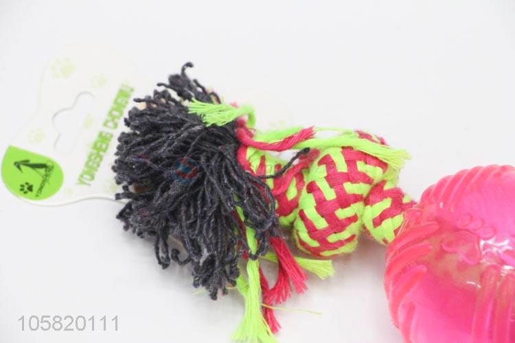 Popular Cotton Rope Rubber Ball Chew Toy For Pet