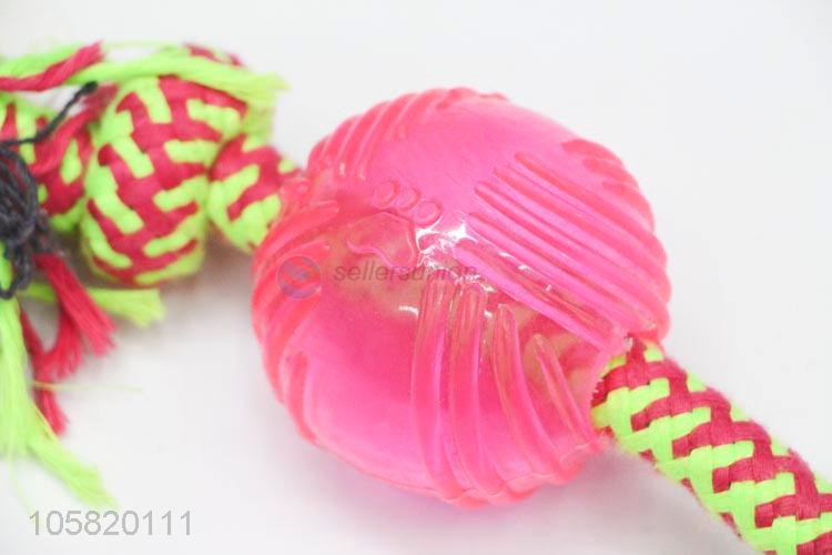 Popular Cotton Rope Rubber Ball Chew Toy For Pet