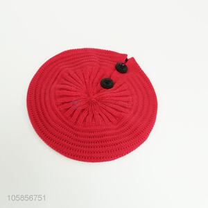 Personalized red round knitted women winter hats