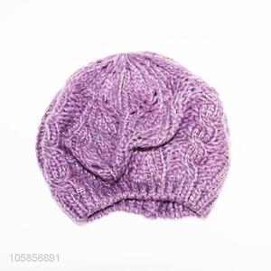 Beautiful purple women winter warm knitted caps hats