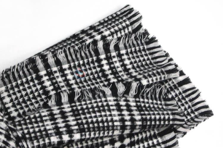 Factory customized black and white lattice winter warm women scarf