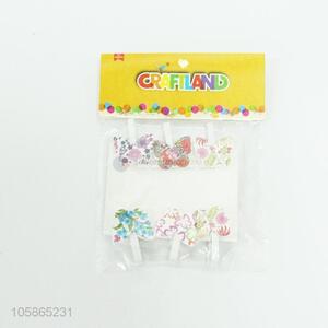 Delicate Design 6 Pieces Flower Pattern Wooden Clip