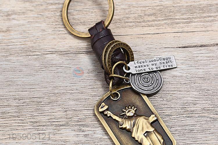 High sales personalized liberty statue pendant leather key chain
