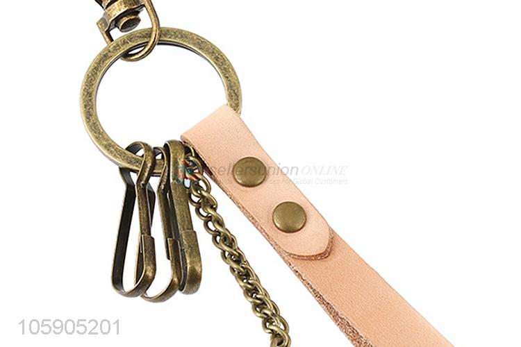 Bottom price personalized retro dragon pendant leather key chain