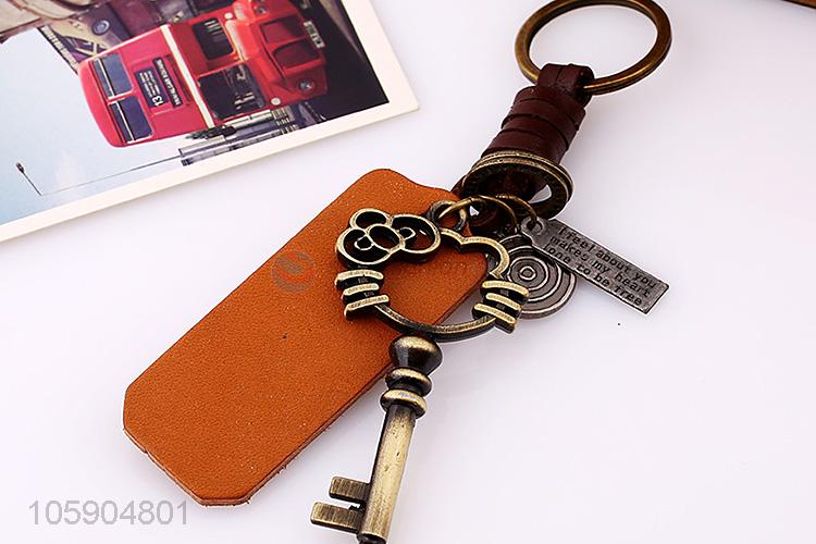 Cheap new personalized retro alloy key pendant leather key chain