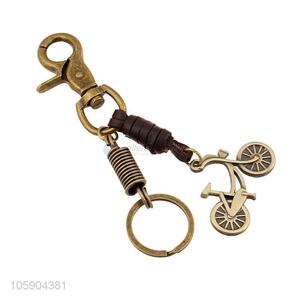 China manufacturer weave leather key chain with retro bike charms