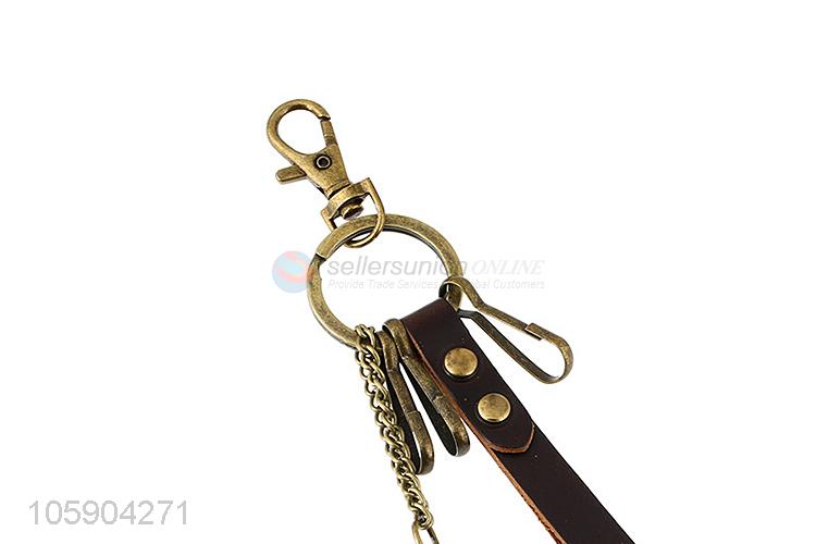 Best sale robot alloy pendant key chain leather key ring