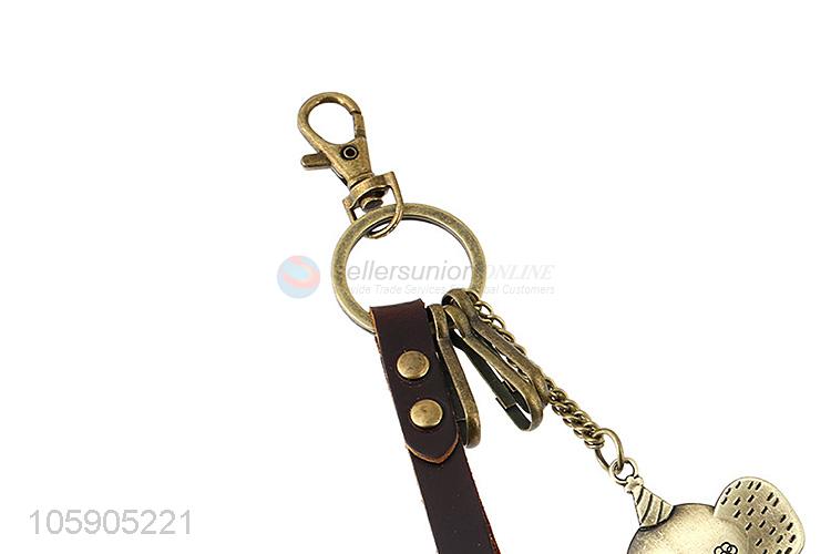 Popular design leather key chain with retro elephant charms