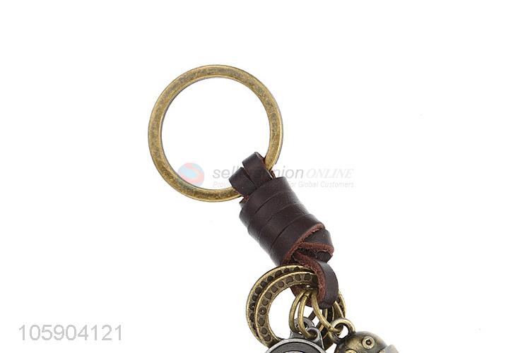 High sales personalized alloy pendant retro robot leather key chain