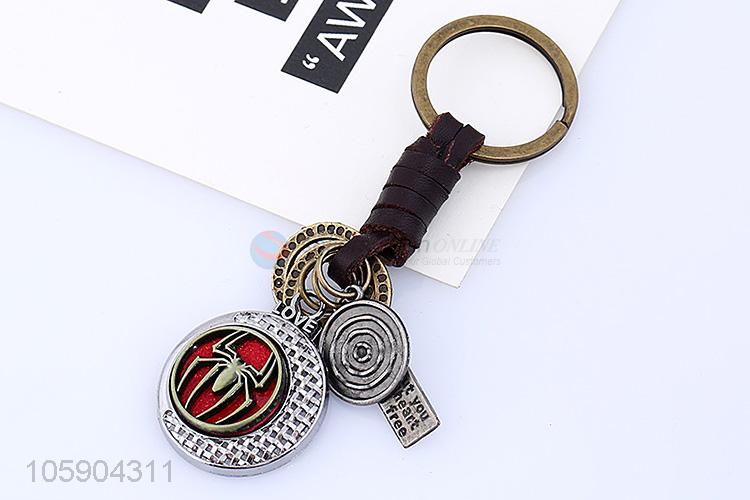 New style custom disk alloy pendant key chain leather key ring