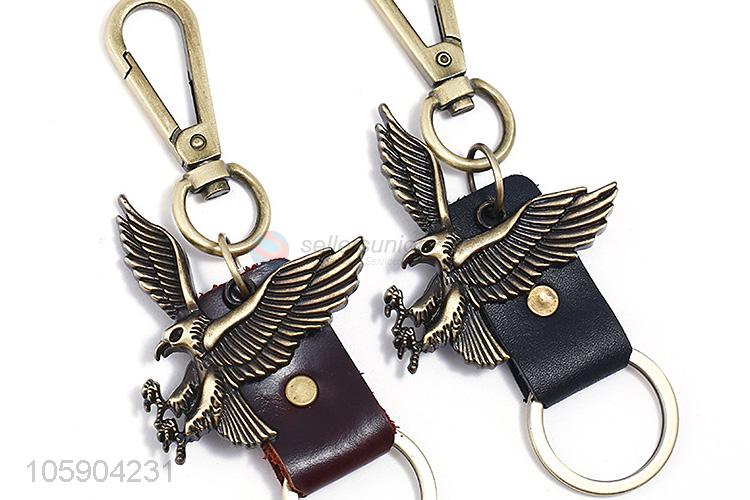 Professional suppliers eagle alloy pendant key chain leather key ring
