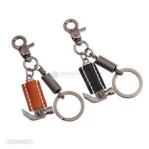 China factory custom leather key chain with retro hammer charms
