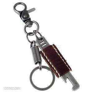 Factory sales leather key chain with useful alloy charms