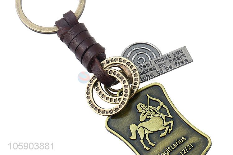 China manufacturer personalized alloy pendant retro shield leather key chain