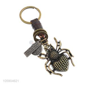 High sales weave leather key chain with retro spider charms