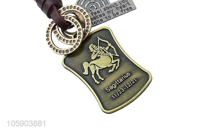 China manufacturer personalized alloy pendant retro shield leather key chain