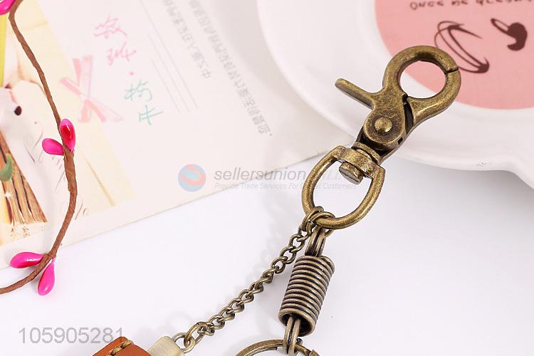 Factory price personalized alloy pendant retro ax leather key chain