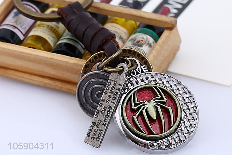 New style custom disk alloy pendant key chain leather key ring