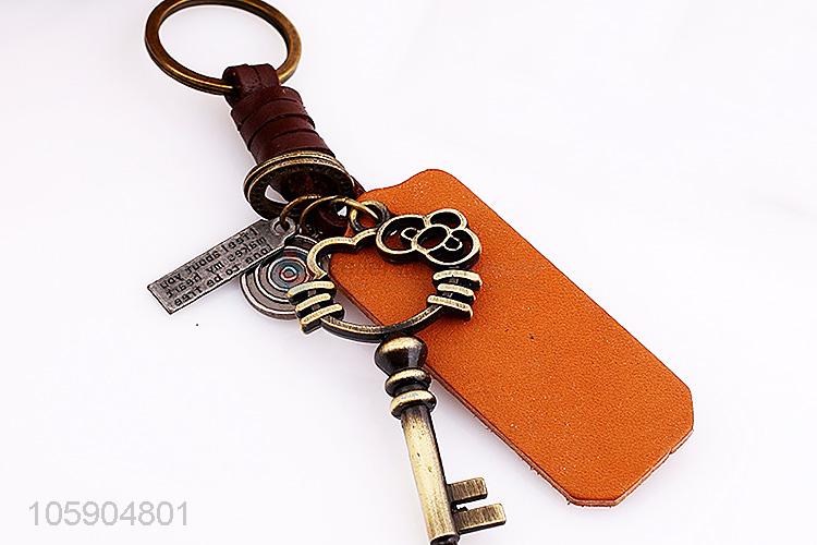 Cheap new personalized retro alloy key pendant leather key chain