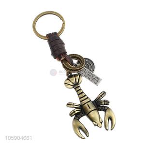 Competitive price weave leather key chain with retro scorpion charms