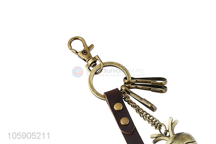 Latest design retro alloy carrot pendant leather key chain