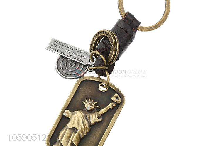 High sales personalized liberty statue pendant leather key chain