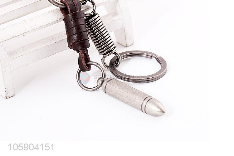 ODM factory bullet alloy pendant key chain leather key ring