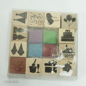 New design 12PC different shapes wooden stamp