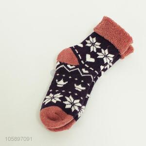 High quality classic snowflake printed kids winter socks