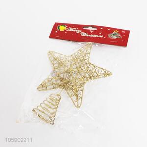 Hot sell christmas tree decor 3D golden wire glitter top star