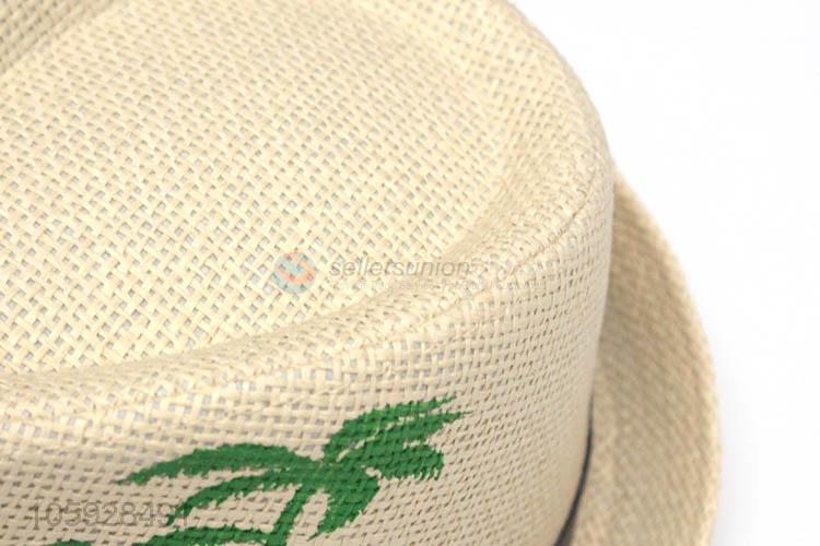 Summer hats woven paper fedora straw hat with decorate belt