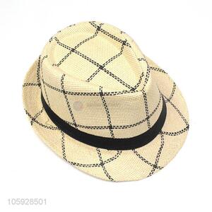 Women and men's woven pape fedora straw hat with belt