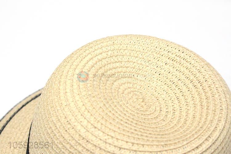 Cheap paper straw boater hat custom kids straw hat with bowknot