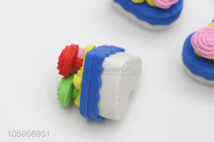 High quality kawaii 3d mini birthday cake pencil eraser