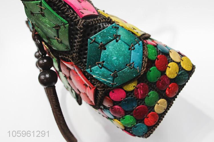 Fashion Design Handmade Woven Colorful Handbag For Ladies