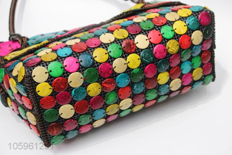 Fashion Design Handmade Woven Colorful Handbag For Ladies