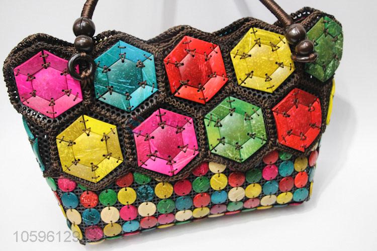 Fashion Design Handmade Woven Colorful Handbag For Ladies