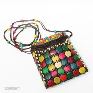 Good Quality Colorful Beads Coin Bag With Shoulder Tape