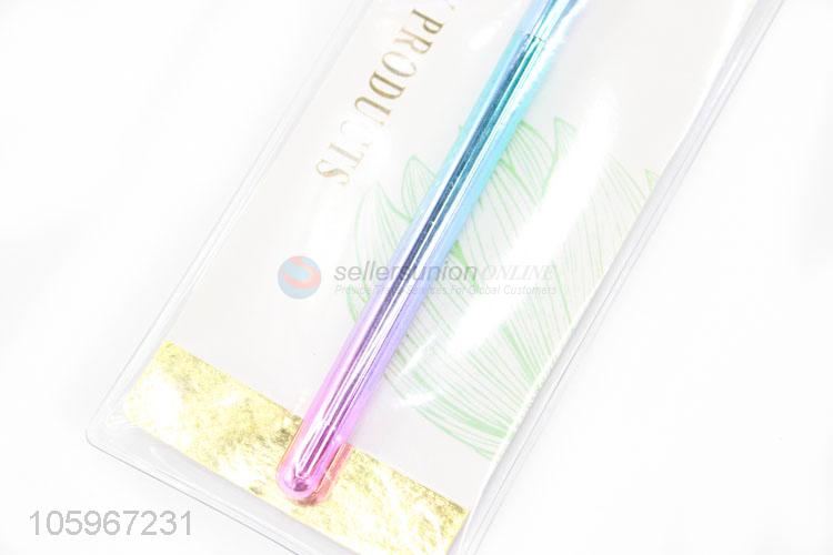 High sales colorful plastic handle makeup large fan shaped blush brush