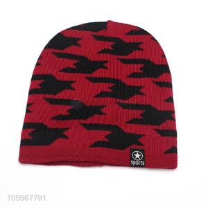 Custom adult colorful jacquard men winter knitted cap