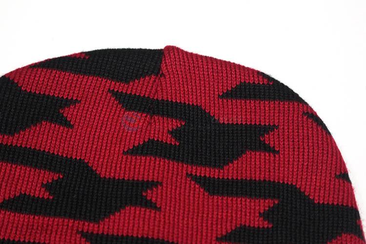 Custom adult colorful jacquard men winter knitted cap