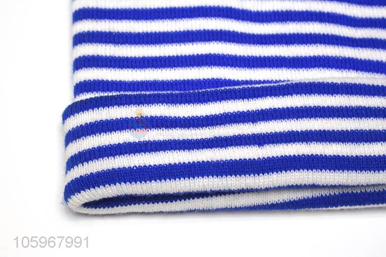 Fashion blue striped knit winter warm hat