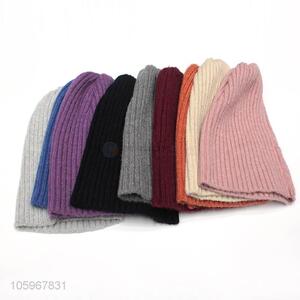 Wholesale unique design solid color winter warm knit hat