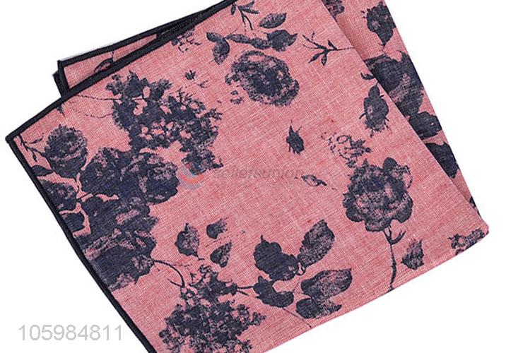 Factory customized men pocket square flower printed handkerchief