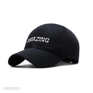 Wholesale black cotton letter embroidery baseball cap and hat
