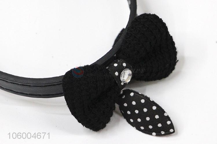 Hot sale dog collar adjustable leather pet collars with bow