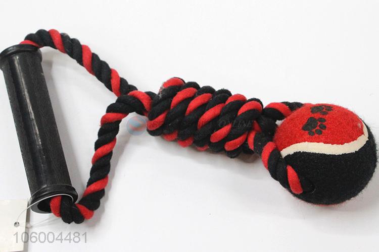 High sales cotton rope dog toy with tennis ball chew pet toy