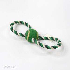 Wholesale braided cotton rope dog toy with tennis ball