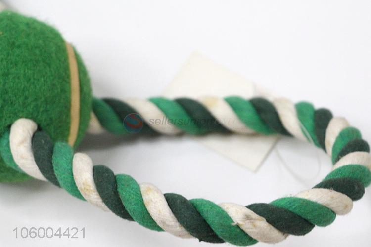 Wholesale braided cotton rope dog toy with tennis ball